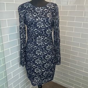 Express dress; size L; Navy & silver